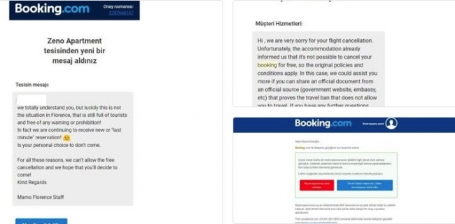 Mağdur vatandaşlara Booking üzerinden gelen yanıtlarda otel ücretlerinin iade edilmeyeceği belirtildi. 